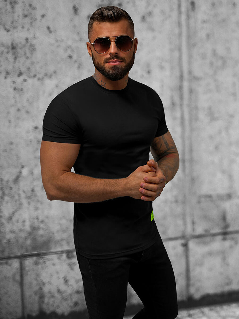 T-shirt męski slim fit czarny OZONEE NB/MT3057