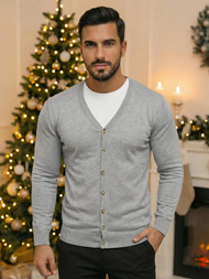 Sweter męski rozpinany szary OZONEE NB/MM6006/2Z