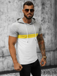 T-Shirt męski z kapturem szary OZONEE JS/8T982