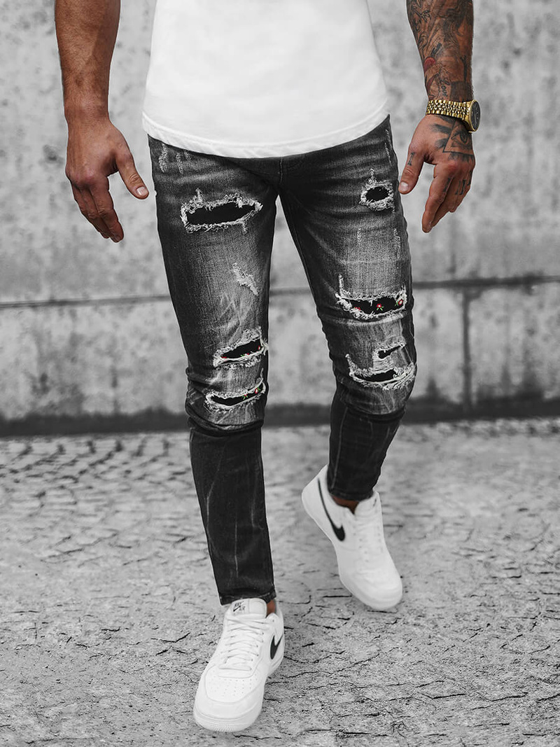 Spodnie jeansowe męskie czarne OZONEE NB/MP0026GZ