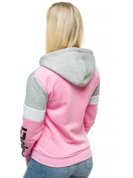 Bluza rozpinana z kapturem damska szaro-różowa OZONEE JS/KSW3014