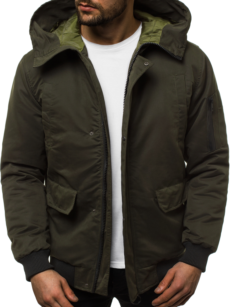 Kurtka zimowa męska ciemno-zielona OZONEE JS/2019005