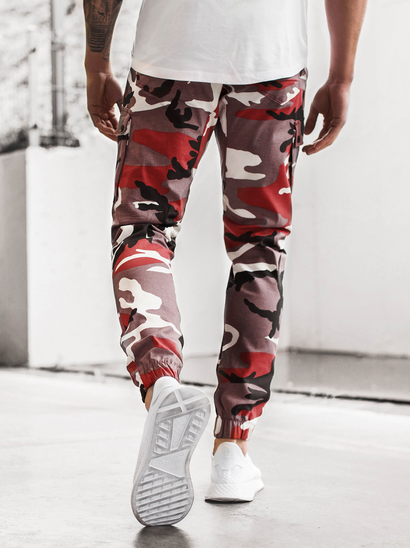 Штани чоловічі джоггери Бордово-бежеві OZONEE A/0853