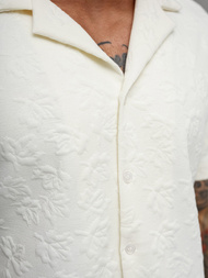 Koszula męska z krótkim rękawem ecru OZONEE O/B2258