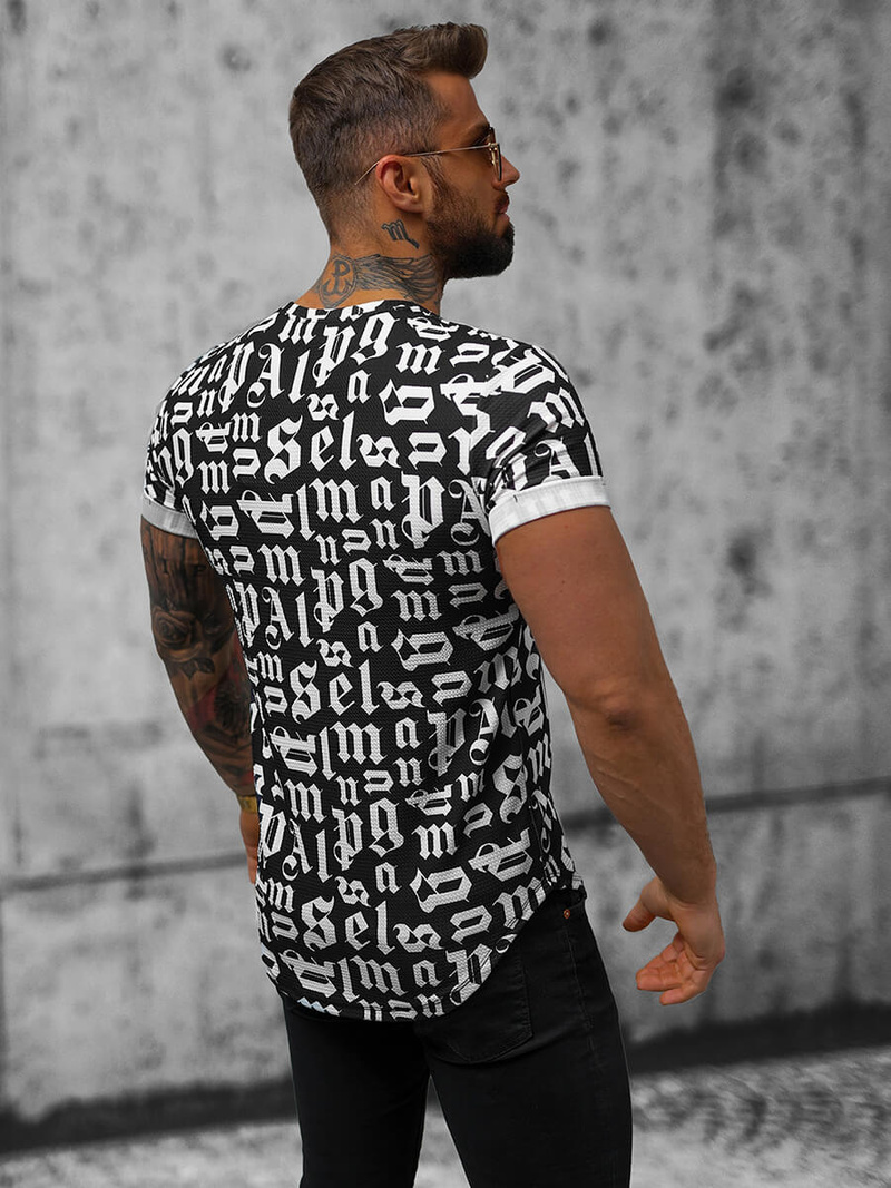 T-Shirt męski czarny OZONEE O/P1312