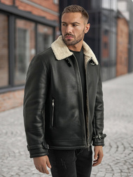 Kurtka skórzana męska czarna OZONEE JS/11Z8271