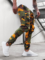 Spodnie męskie chino joggery żółte-khaki OZONEE G/2787