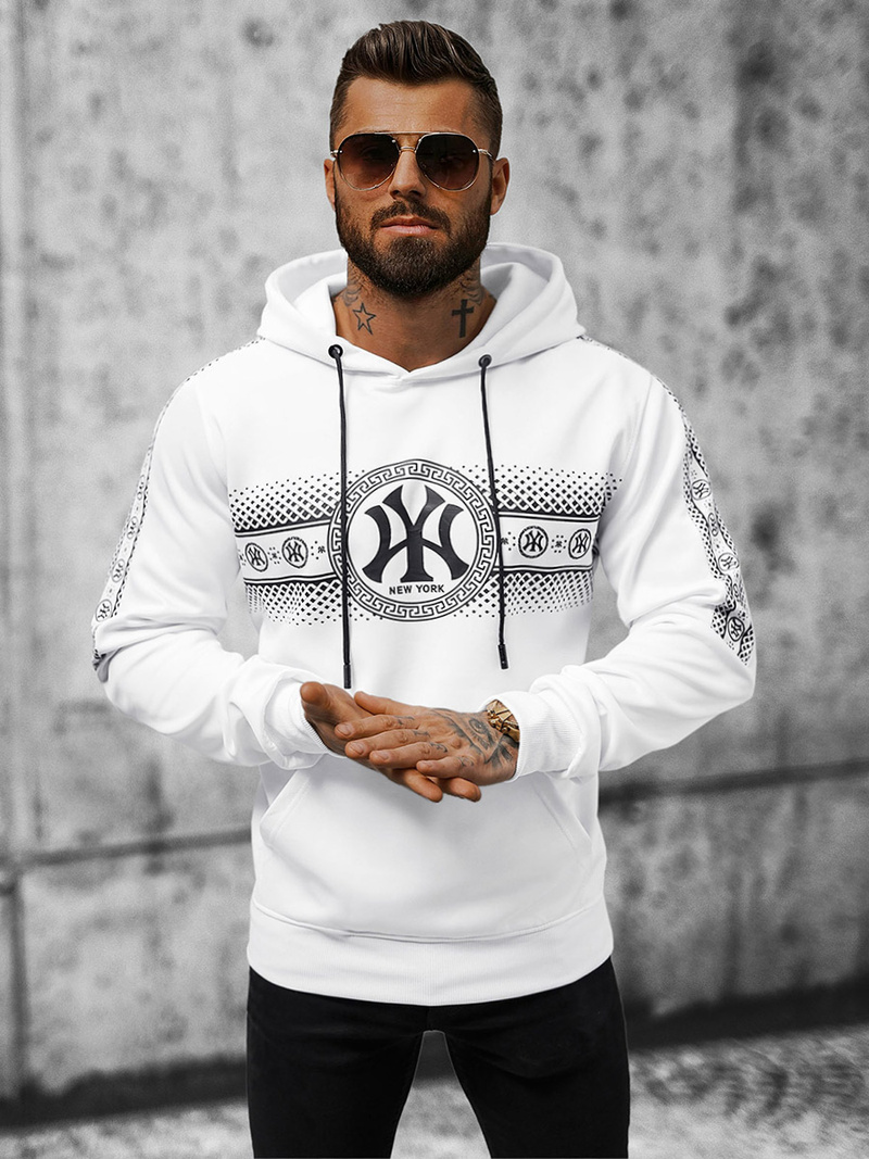 Bluza z kapturem męska biała OZONEE JS/8B1100/1