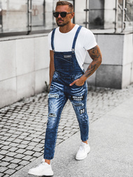 Spodnie jeansowe męskie ogrodniczki niebieskie OZONEE O/E9682