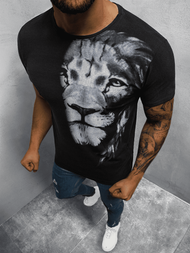 T-Shirt męski z nadrukiem czarny OZONEE O/BL77