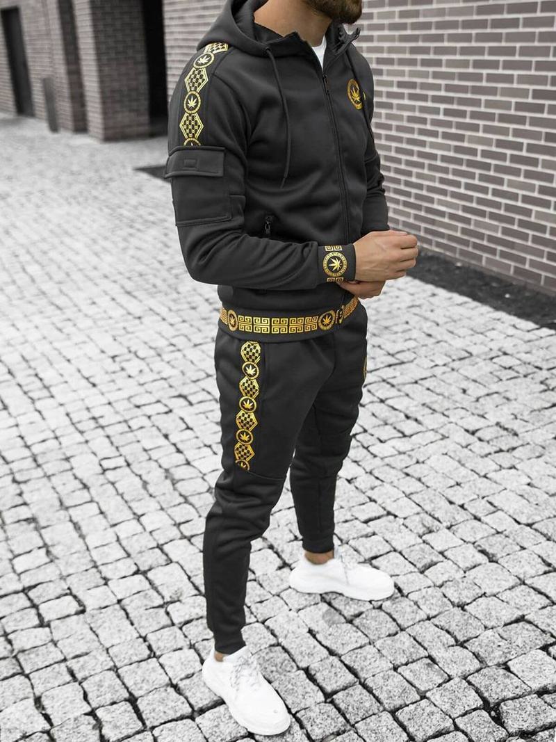 Спортивний костюм чоловічій чорно-золотава OZONEE O/HM500