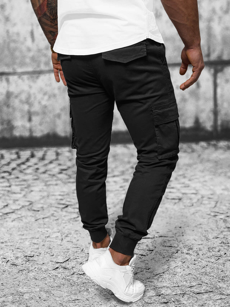 Spodnie męskie chino joggery czarne OZONEE NB/MP0208N