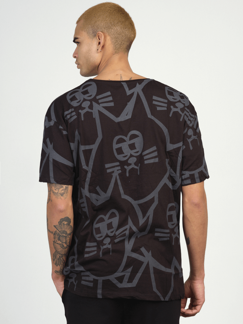 T-Shirt męski z nadrukiem czarny OZONEE MR/21535