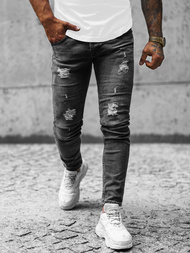 Spodnie jeansowe męskie grafitowe OZONEE O/0388