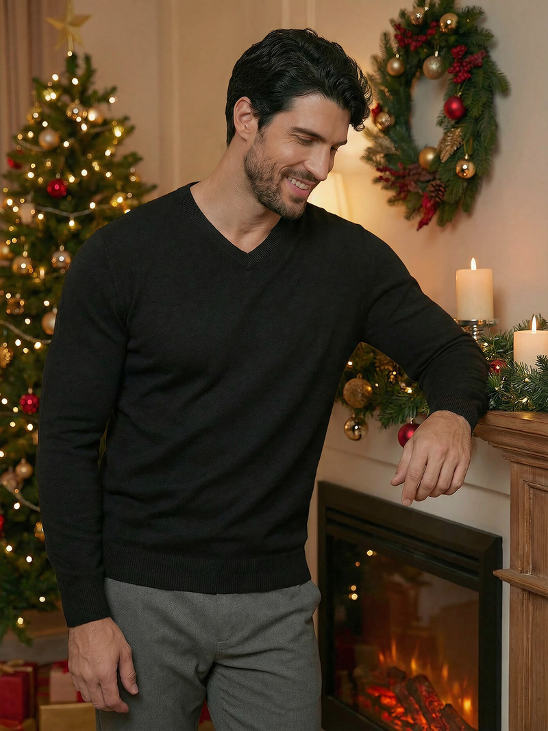 Sweter męski czarny OZONEE NB/MMB601/4Z