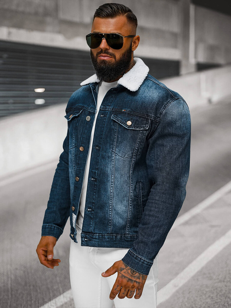 Чоловіча джинсова куртка tемно-cиня OZONEE NB/MJ516BSZ