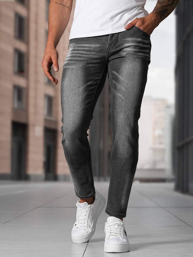 Spodnie jeansowe męskie slim fit grafitowe OZONEE NB/MP0199GSZ