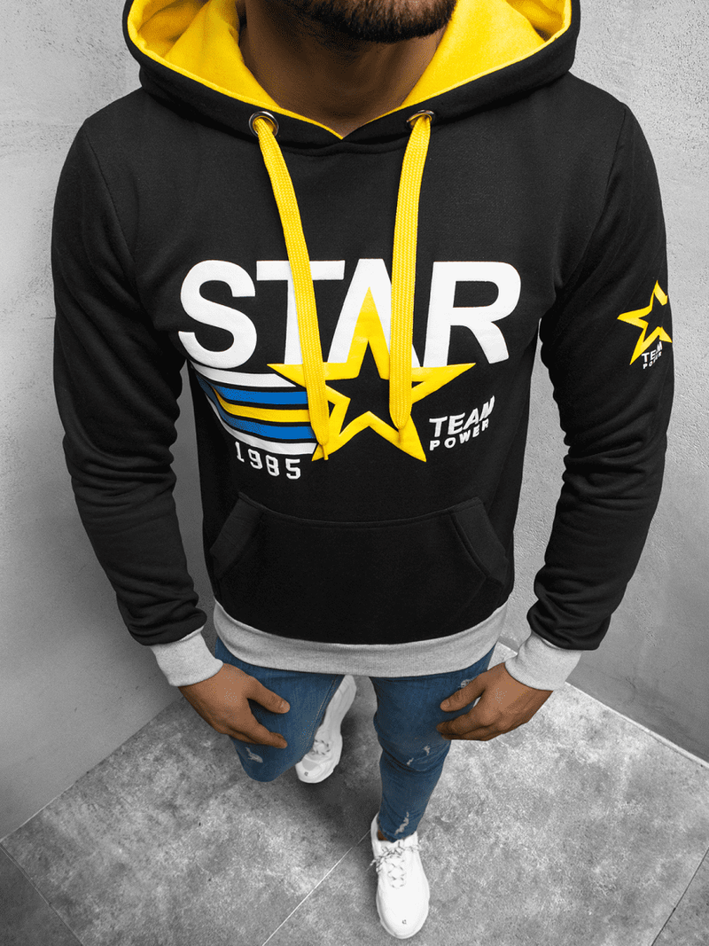 Bluza z kapturem męska czarna OZONEE JS/X-53