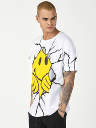 T-Shirt męski z nadrukiem biały OZONEE MR/21537