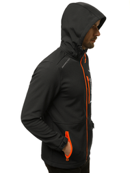 Kurtka softshell męska z kapturem czarna OZONEE JS/HH024/1BZ