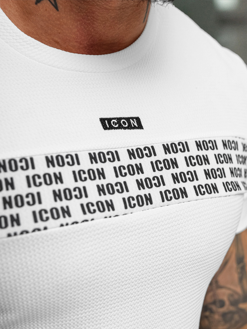 T-shirt męski slim-fit biały OZONEE O/B1216