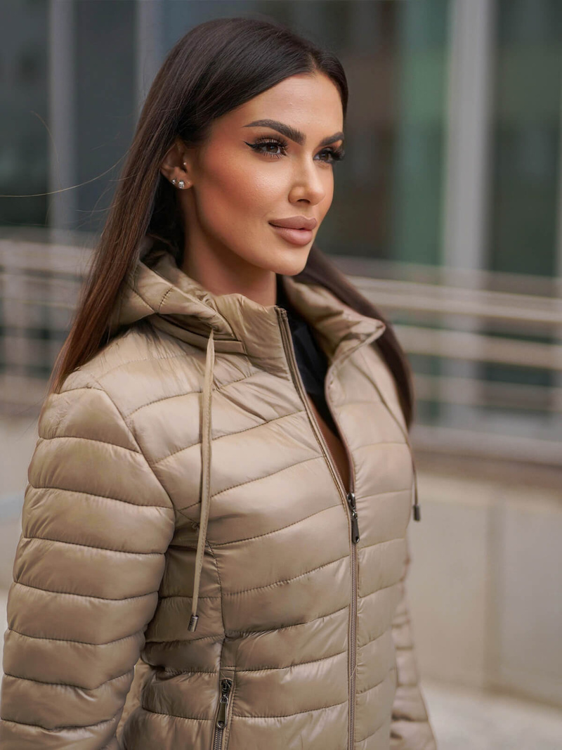 Kurtka damska pikowana beżowa OZONEE JS/16M9102/62