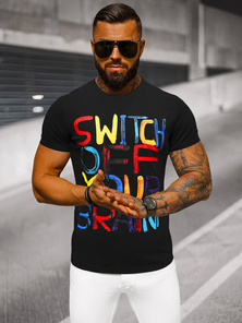 T-shirt męski czarny OZONEE O/T125/3Z