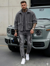 Spodnie jeansowe męskie slim fit grafitowe OZONEE O/E10017Z