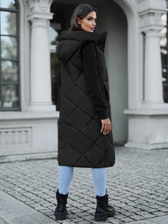 Kamizelka damska długa pikowana czarna OZONEE JS/5M3165/392Z