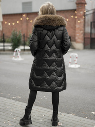 Kurtka zimowa damska z futerkiem czarna OZONEE O/5M3229/392Z