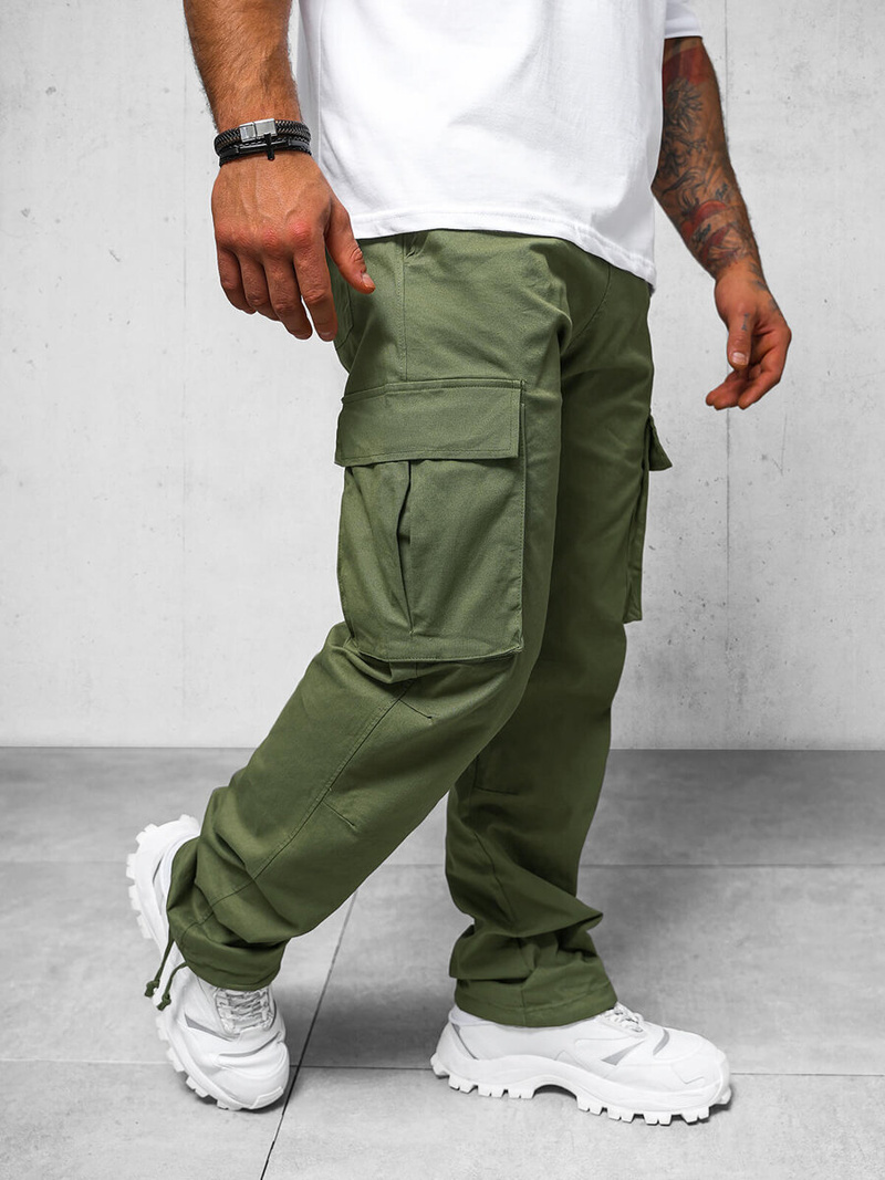 Spodnie męskie cargo wide leg khaki OZONEE O/G3179Z