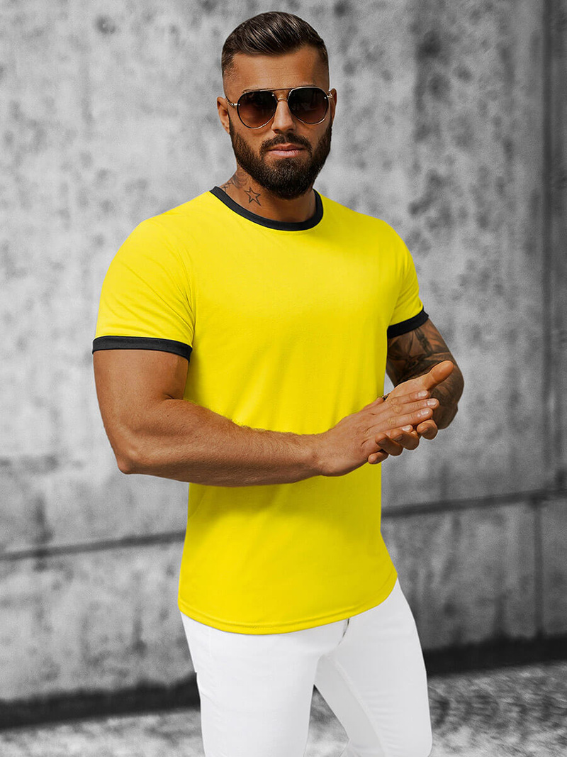 T-shirt męski żółty OZONEE JS/8T83/28Z