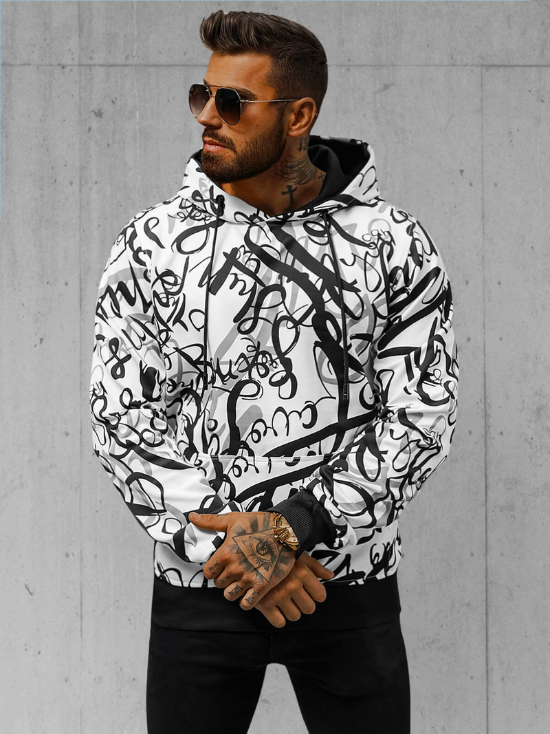 Bluza z kapturem męska biała OZONEE JS/8B1153/1