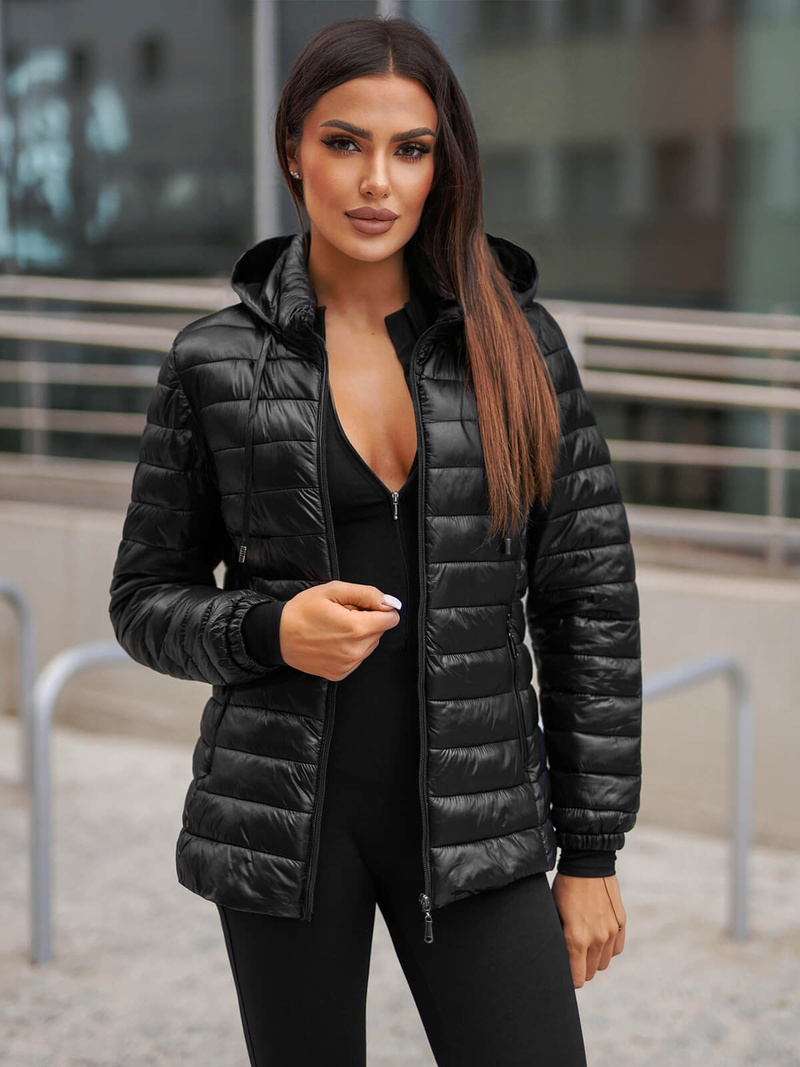 Kurtka damska pikowana czarna OZONEE JS/16M9102/392