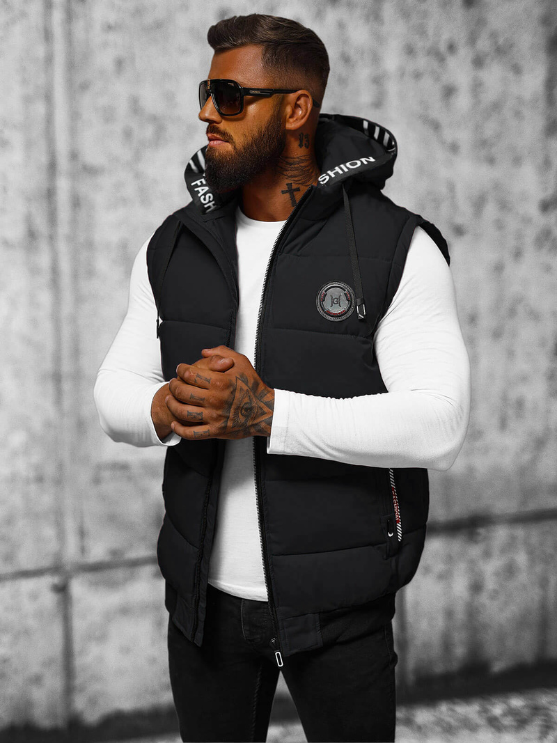 Kamizelka męska z kapturem czarna OZONEE JS/84M3028/392/X