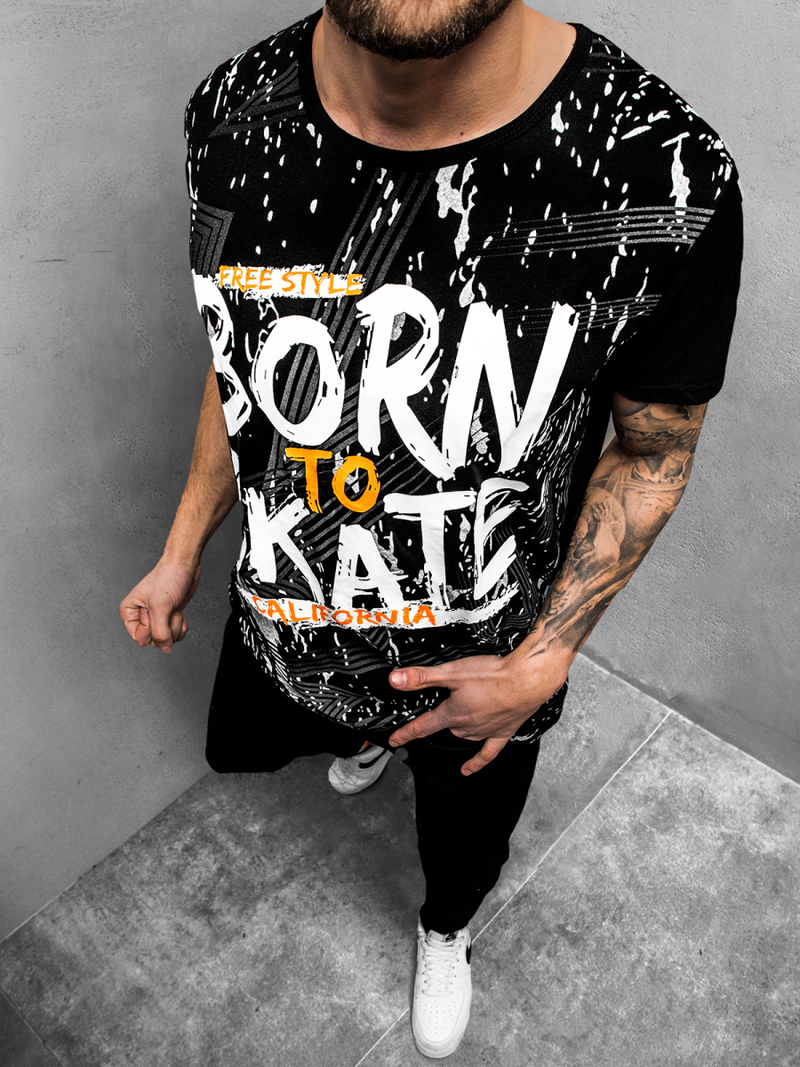 T-Shirt męski czarny OZONEE JS/KS1989Z