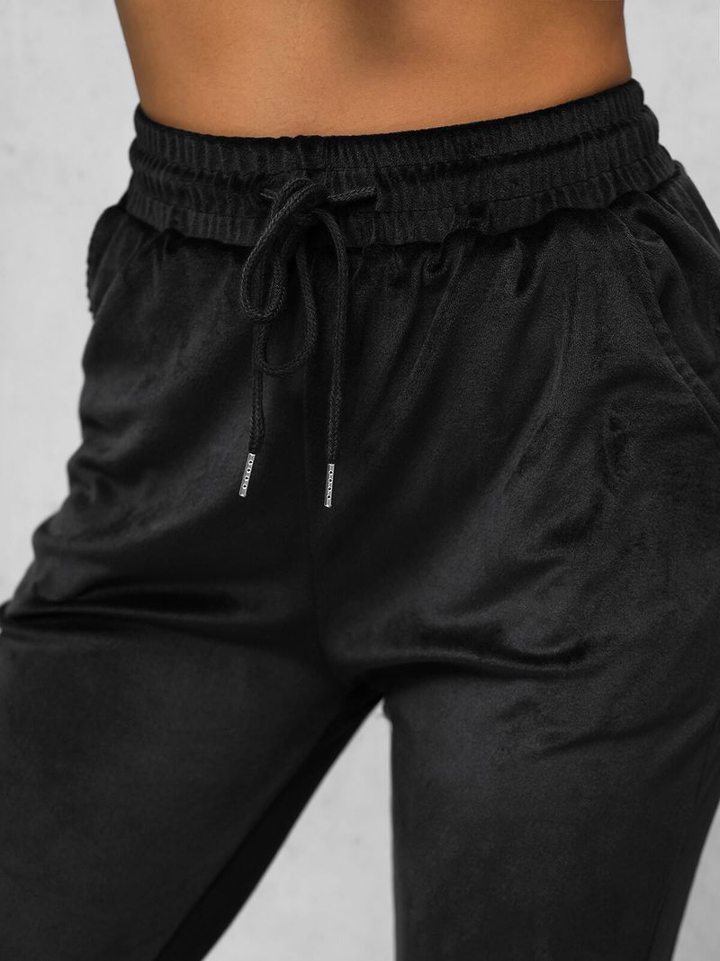 Komplet dresowy damski welurowy czarny OZONEE JS/35C1612/3