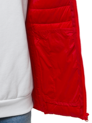 Kamizelka damska pikowana z kapturem czerwona OZONEE JS/M23039/277