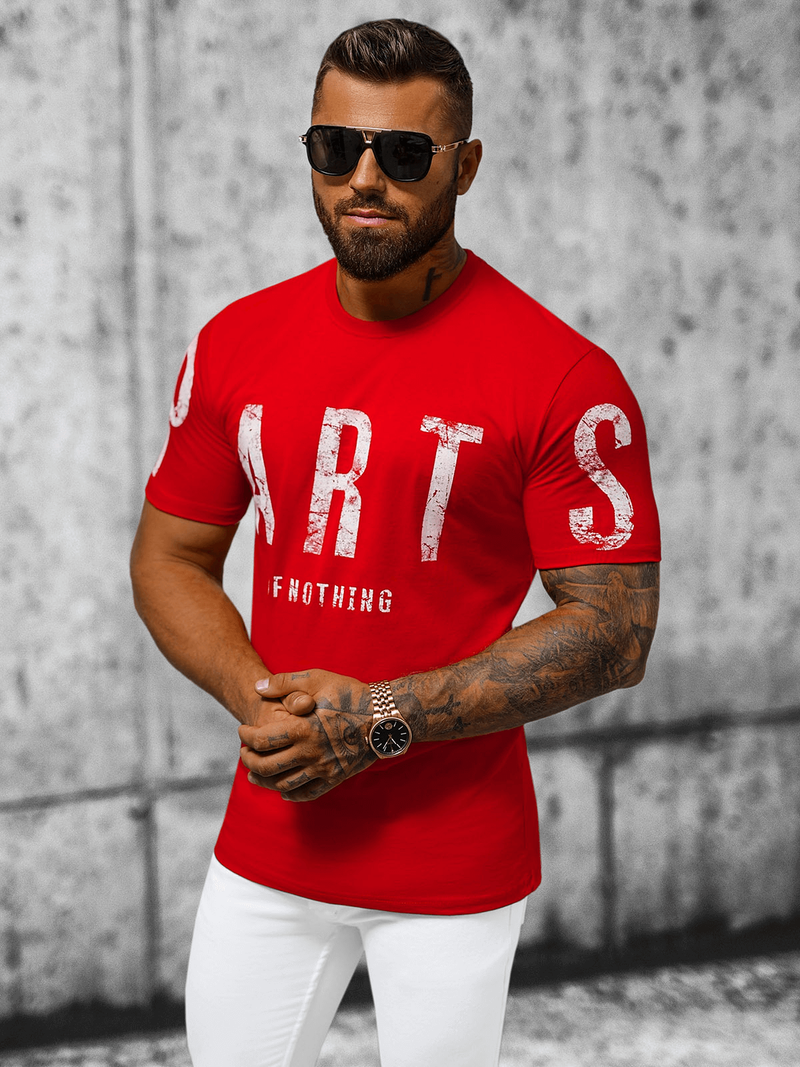 T-shirt męski czerwony OZONEE O/1180Z