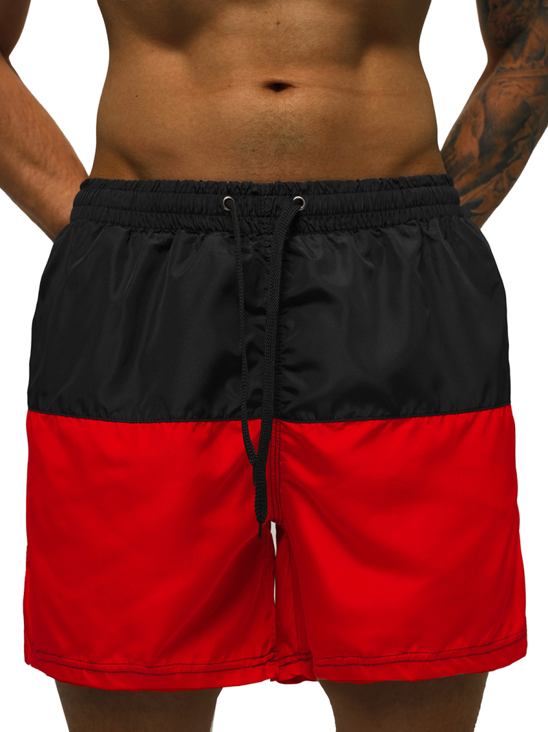 Spodenki kąpielowe męskie czarno-czerwone OZONEE JS/HM058