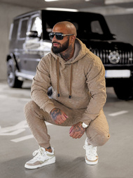 Komplet dresowy męski welurowy beżowy OZONEE O/3C390