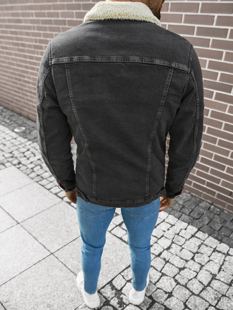 Kurtka męska jeans ciemno-grafitowa OZONEE BN/7317