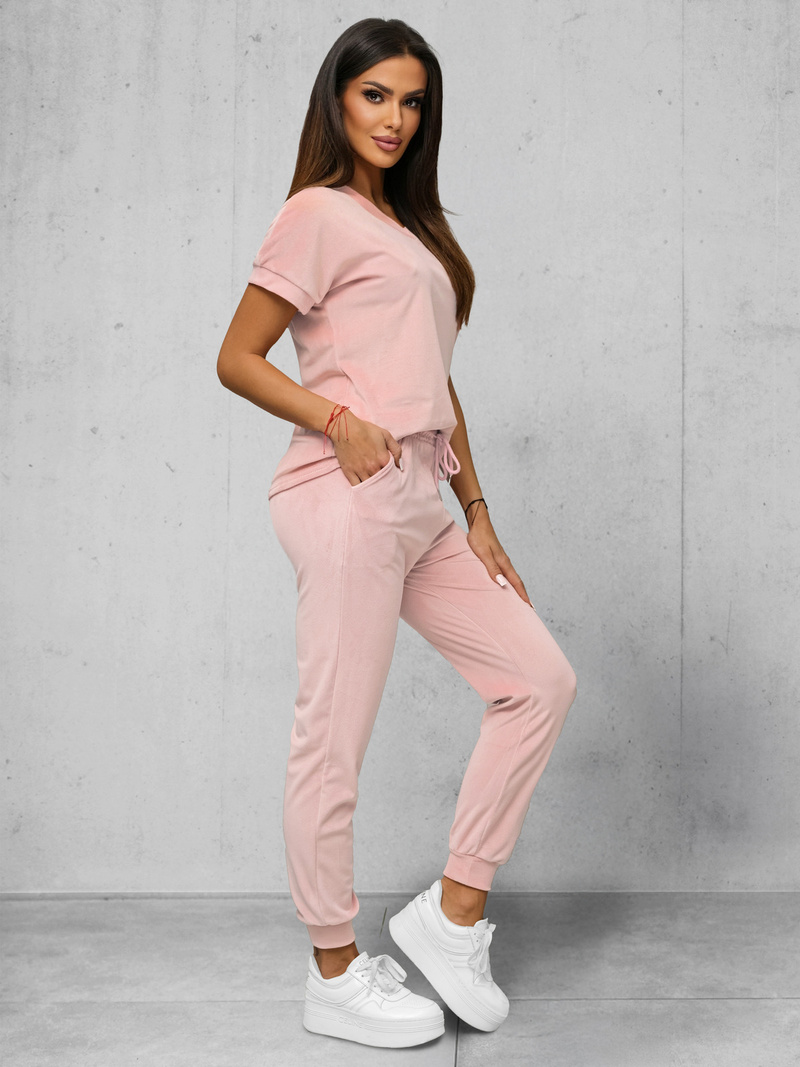 Komplet dresowy damski welurowy jasno-różowy OZONEE JS/35C1611/20