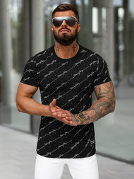 T-shirt męski slim fit czarny OZONEE O/QQ1323