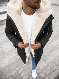 Kurtka zimowa męska parka z futerkiem czarna OZONEE JS/22M120/1