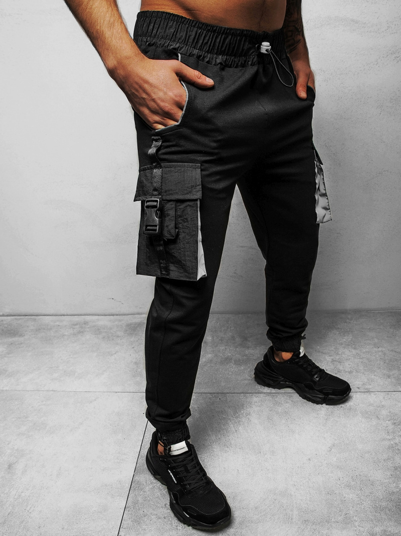 Spodnie męskie chino jogger materiałowe czarne b/21203004