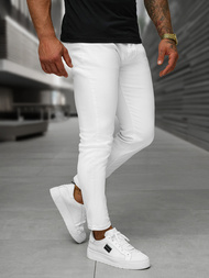 Spodnie jeansowe męskie slim-fit białe OZONEE O/YB661