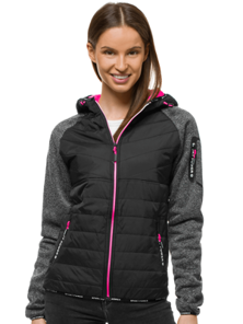 Kurtka damska z kapturem czarna OZONEE JS/KSW4004