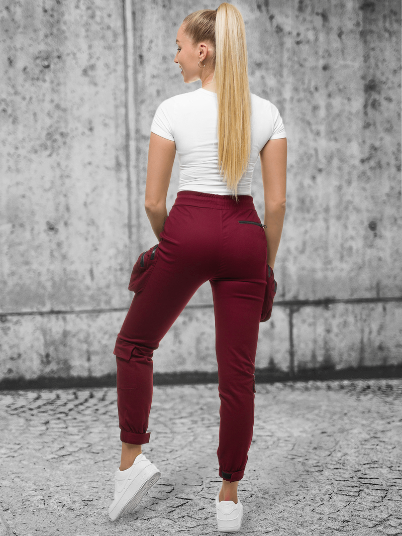 Spodnie damskie chino joggery bordowe OZONEE O/802