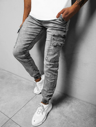 Spodnie jeansowe joggery męskie grafitowe OZONEE DR/TF129